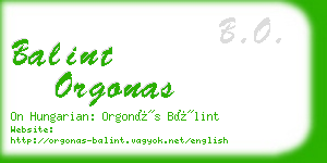 balint orgonas business card